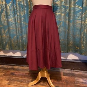 1930s style maroon half circle skirt